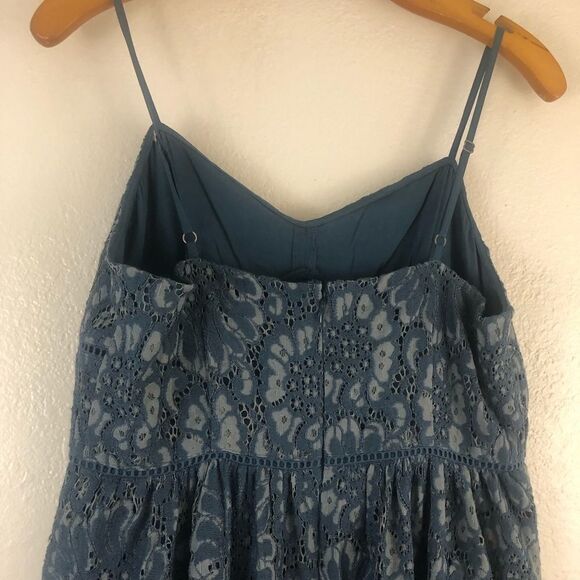 Loft lace cami blue eyelet spaghetti strap dress size 4P. New with tags - Picture 5 of 8